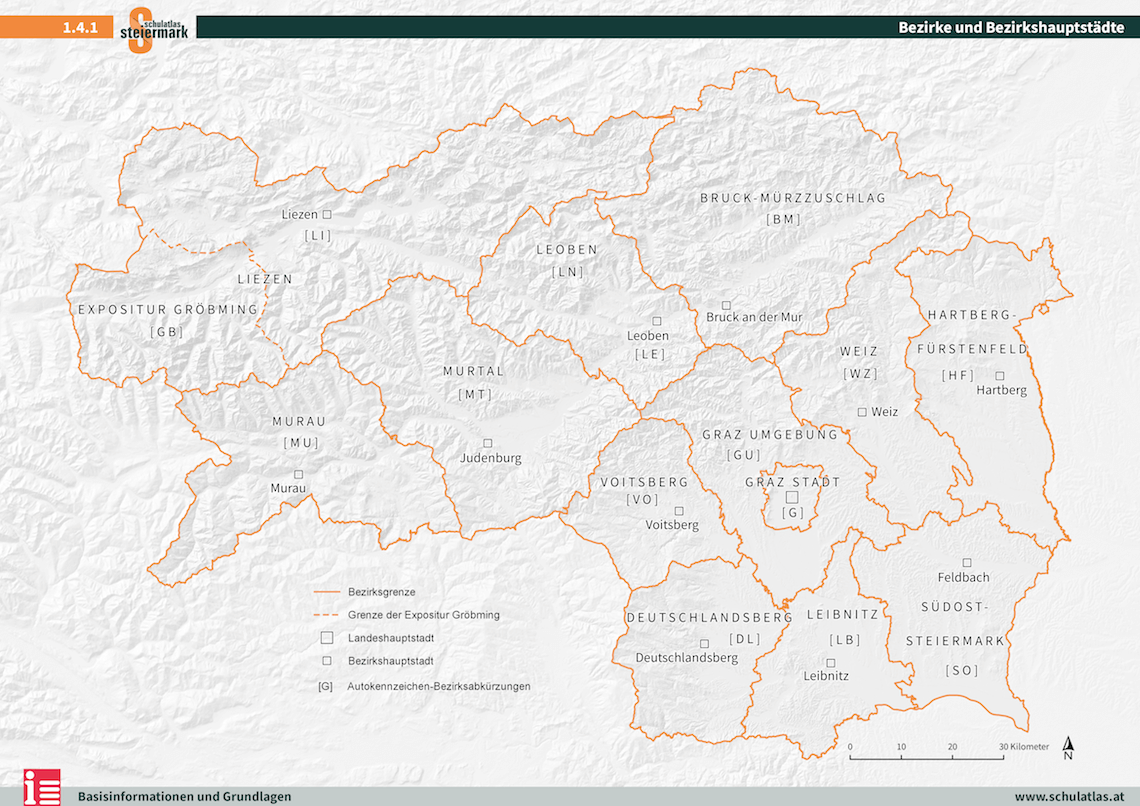 Bezirke und Bezirkshauptstädte