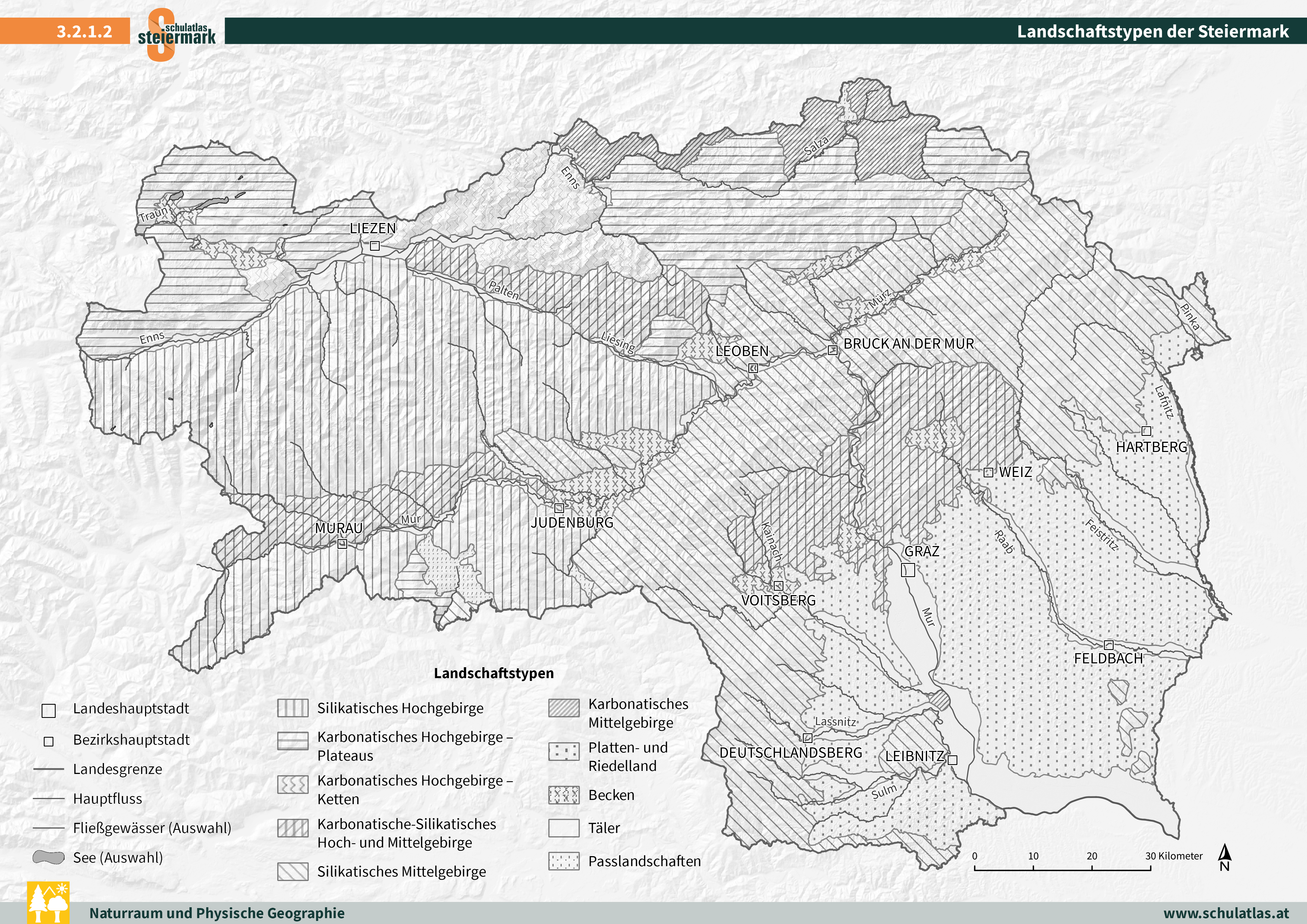 Relieftypen der Steiermark (schwarz-weiß)