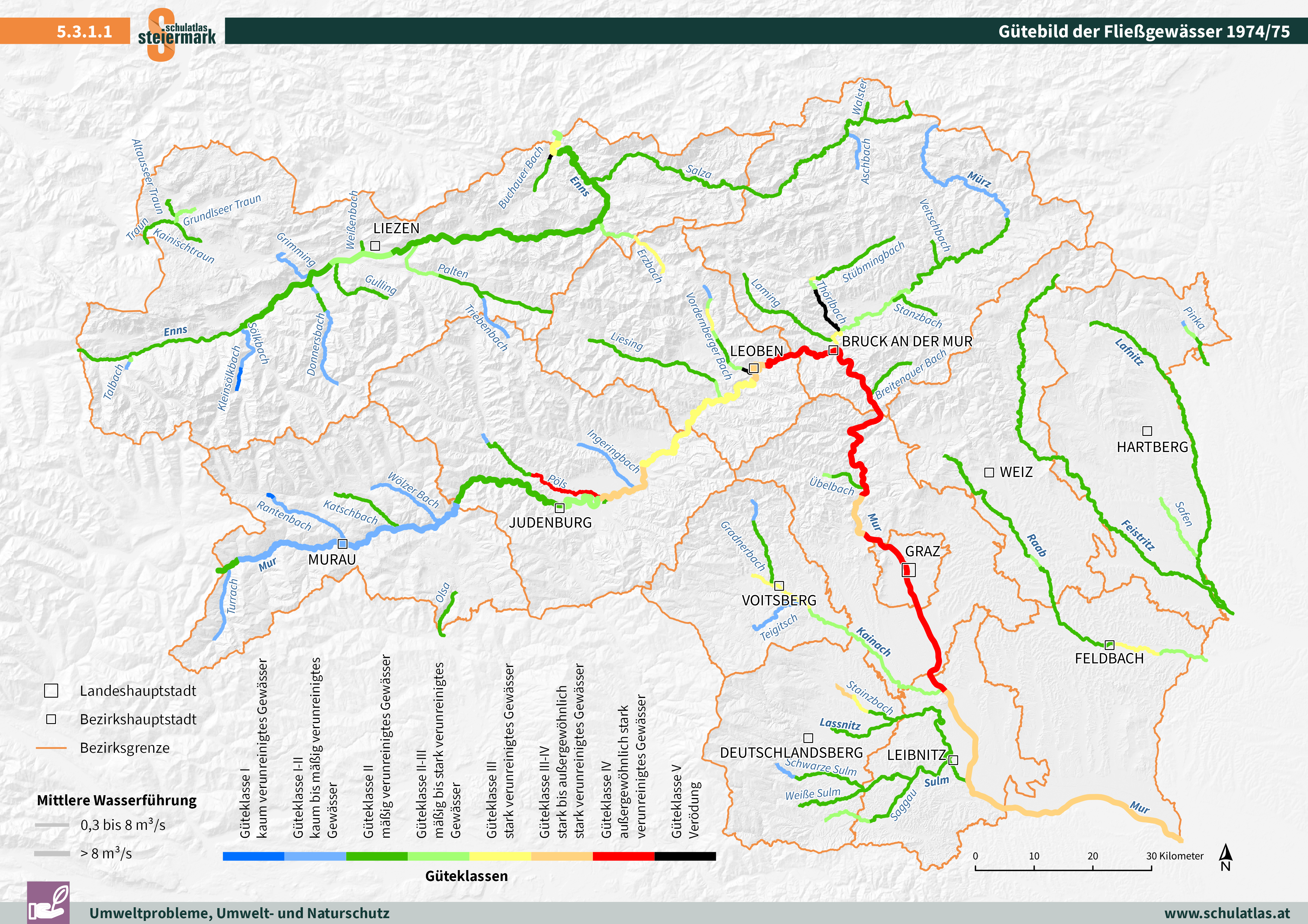 Gütebild der Fließgewässer 1975