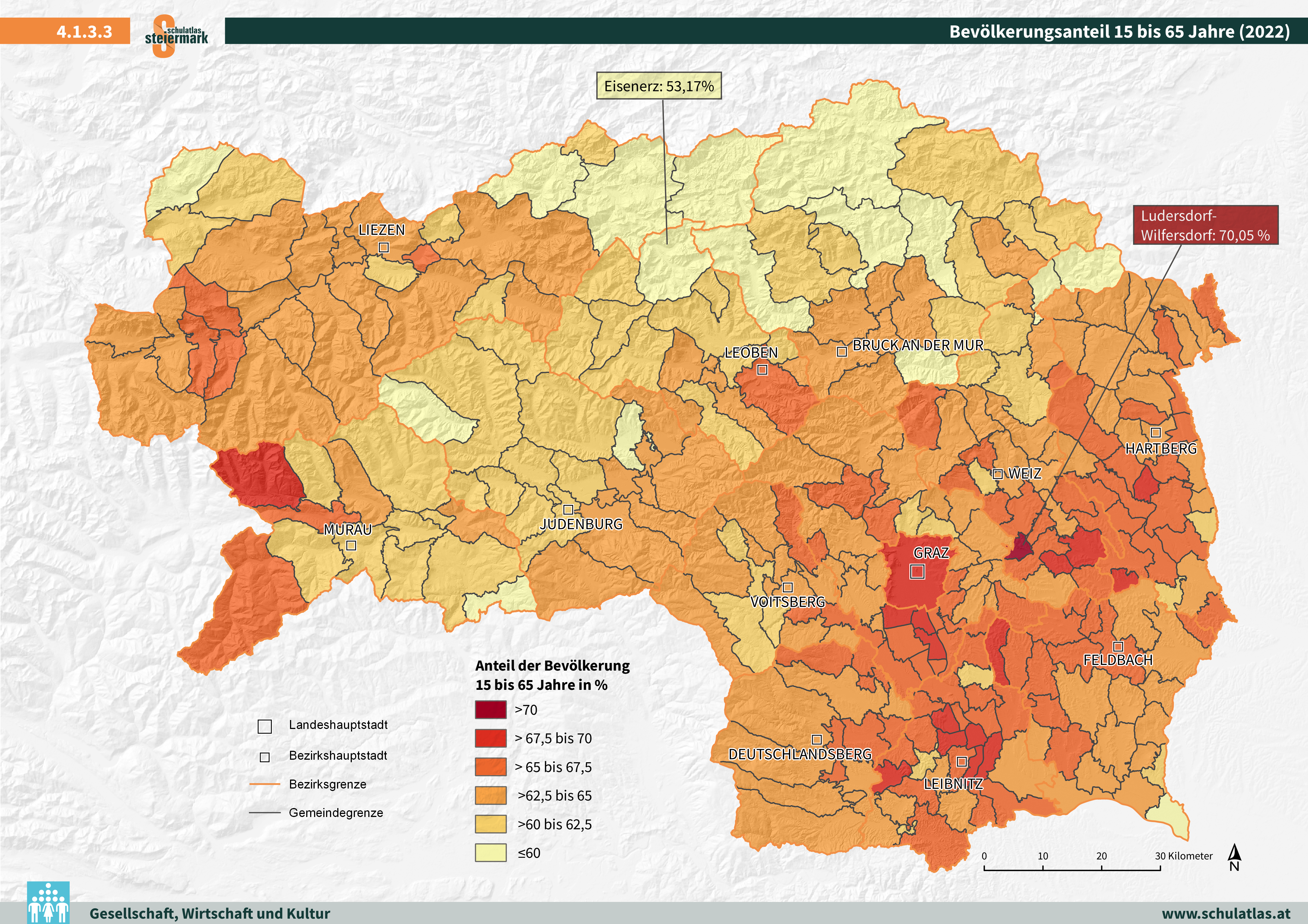 Bevölkerungsanteil von 15 bis 65 Jahre