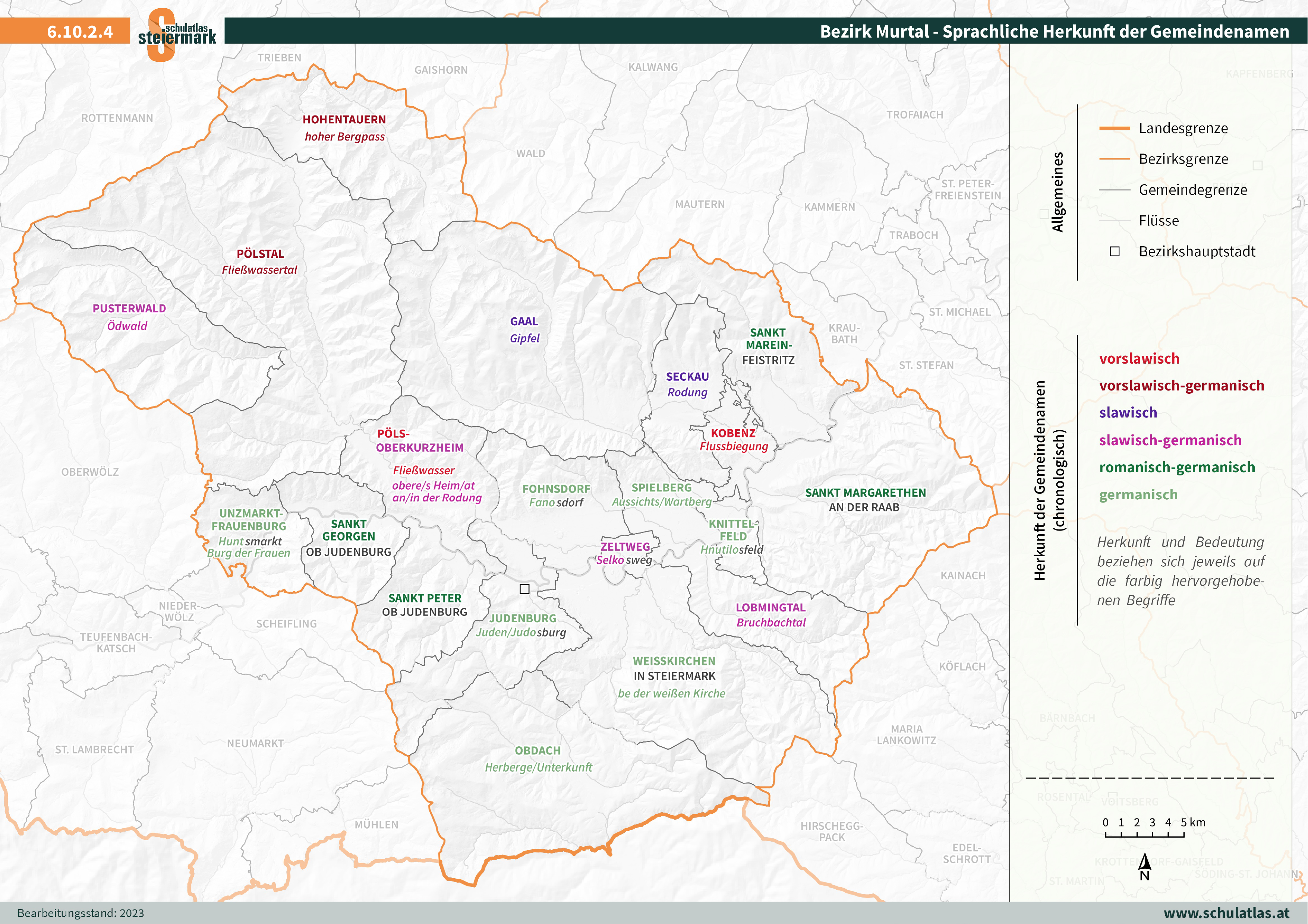6.10.2.4 Murtal - Sprachliche Herkunft der Gemeindenamen