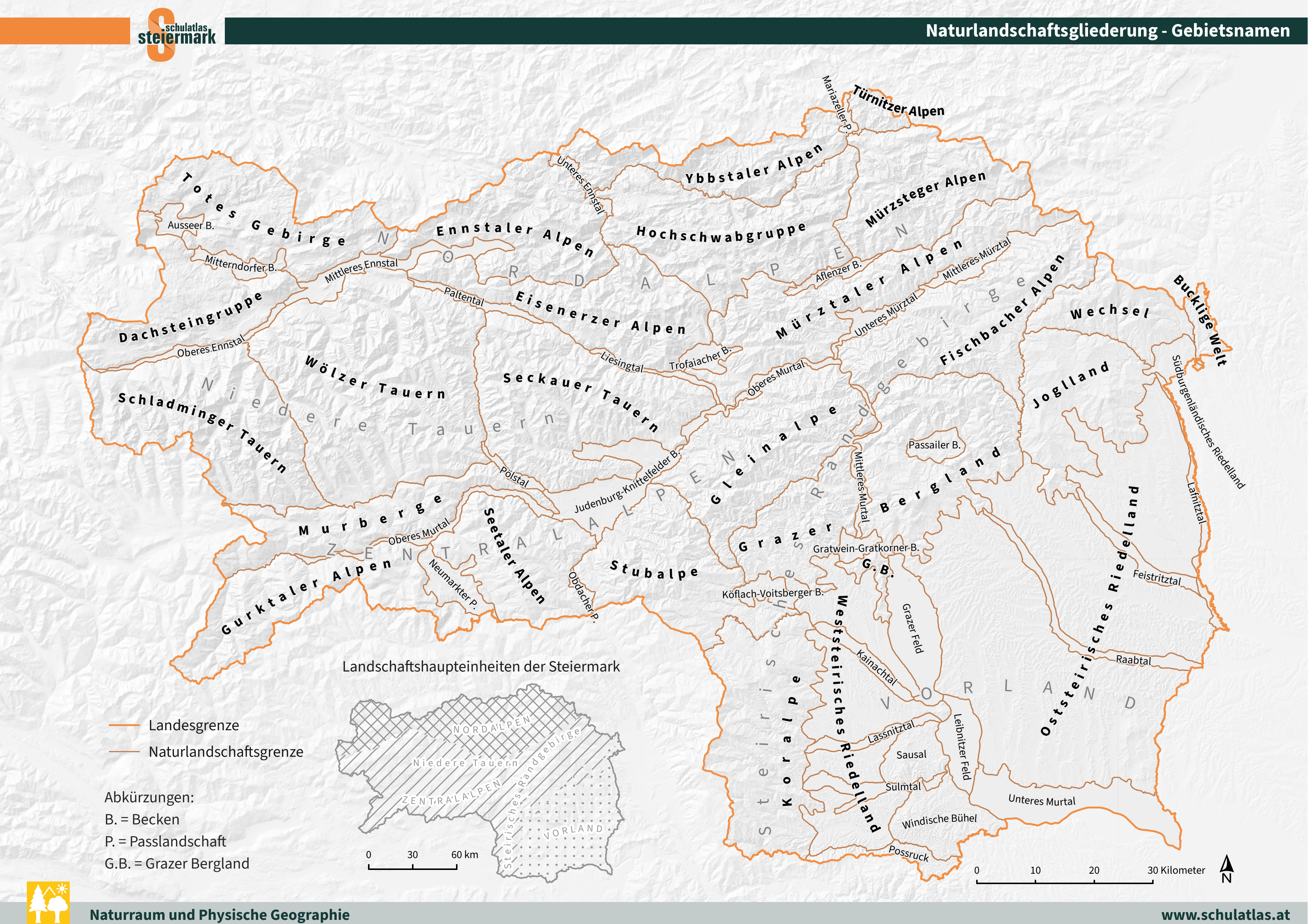 Naturlandschaftsgliederung - Gebietsnamen