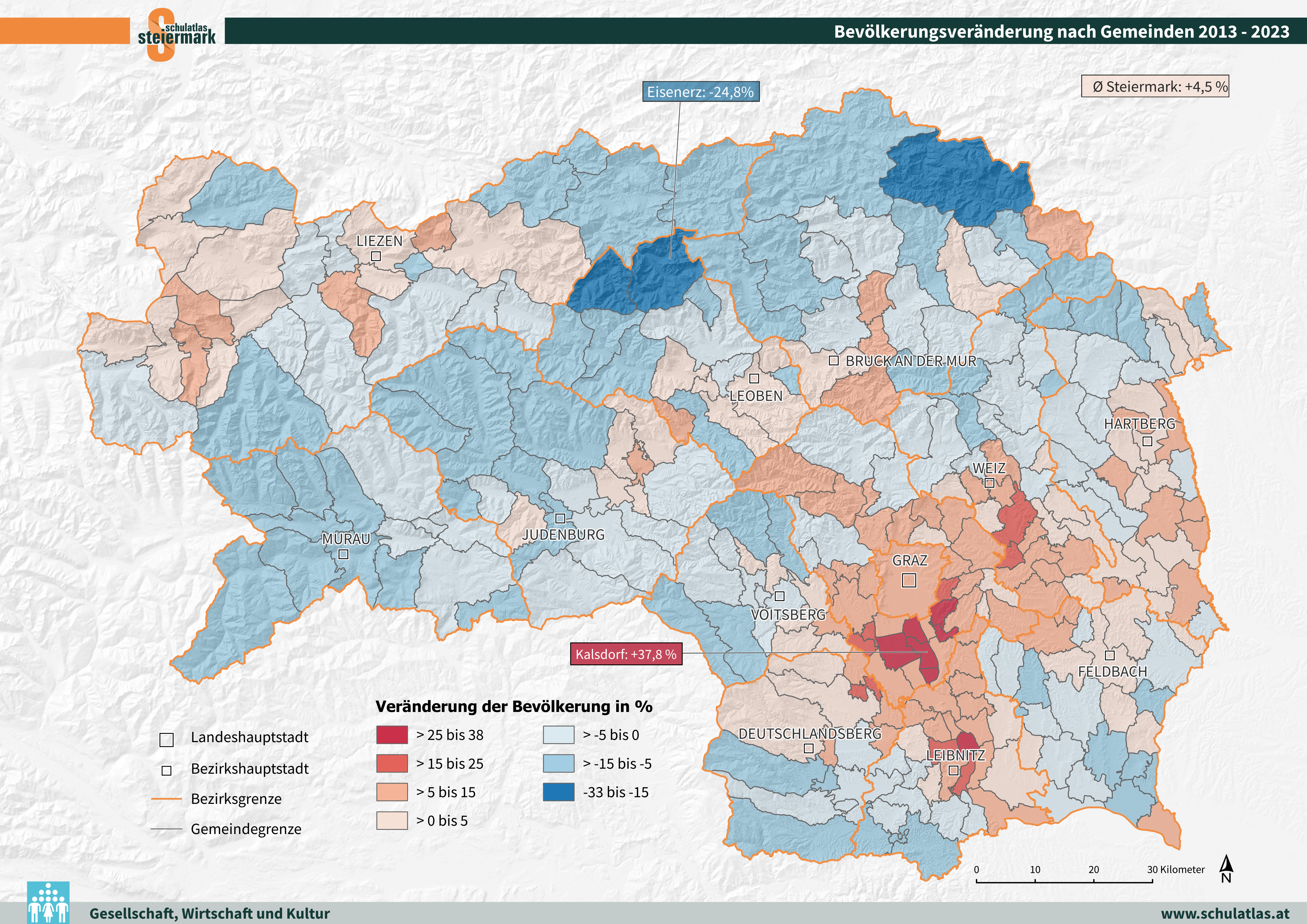 Bevölkerungsveränderung 2013 bis 2023