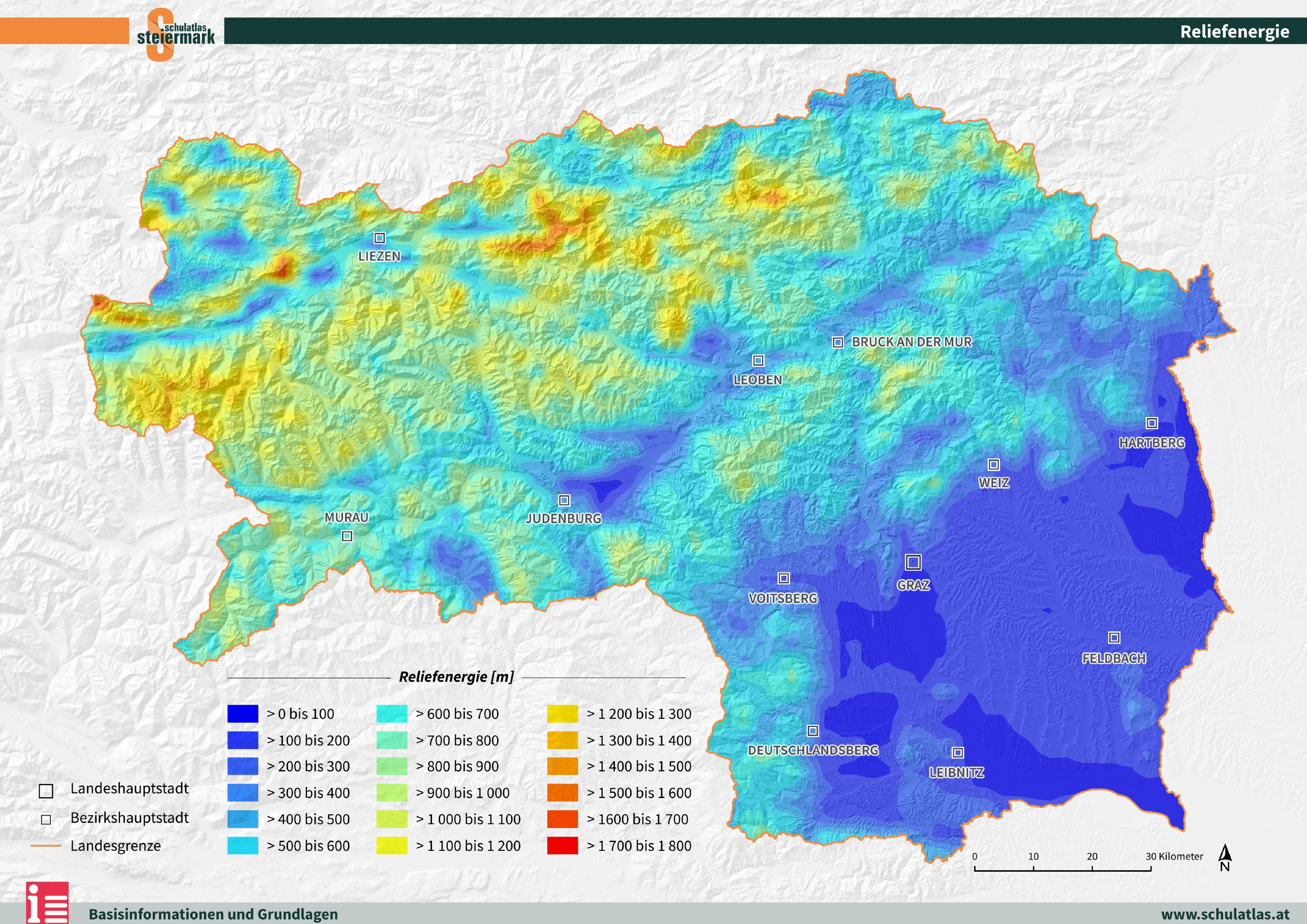Reliefenergie der Steiermark